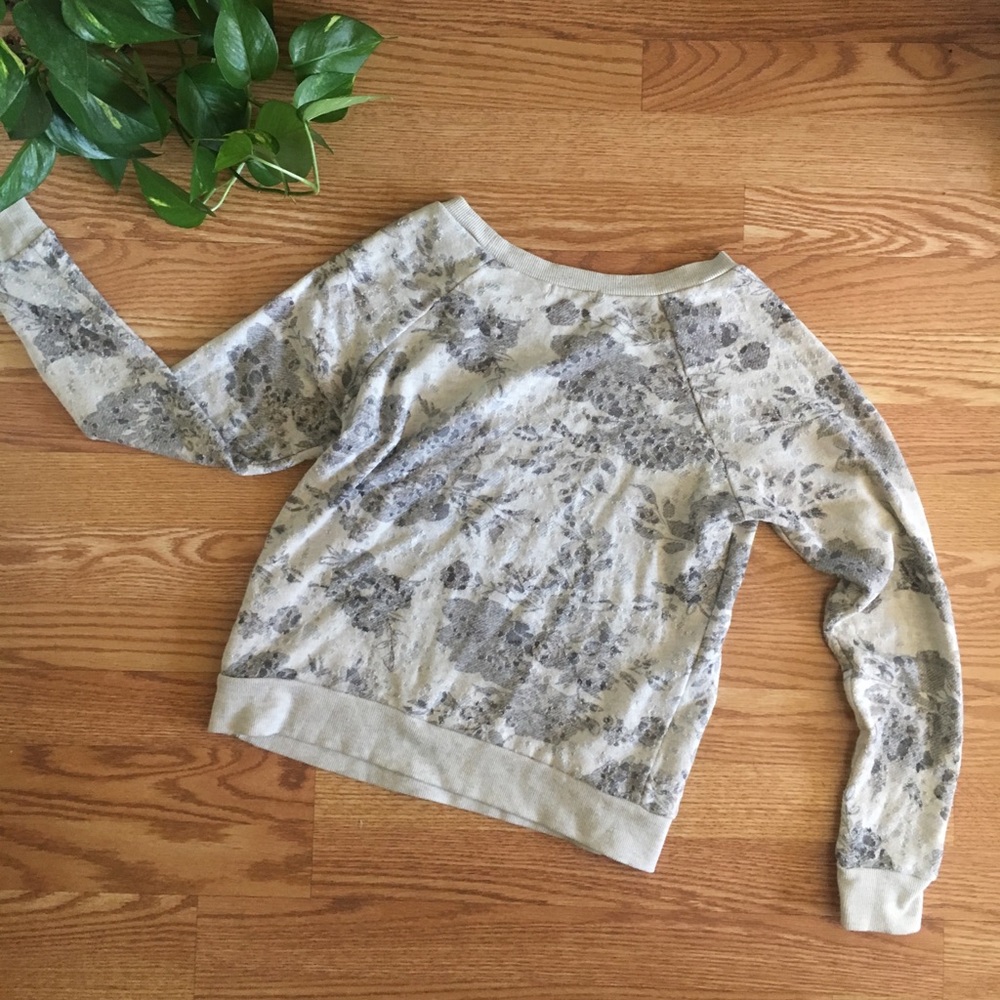 White and Grey Floral Top